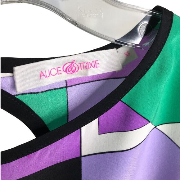 Alice Trixie Dress Wns Size XS Multi Color Sleeveless Keyhole Back 1960s summer - Picture 2 of 7